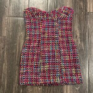 Knitted strapless dress, vintage, pink